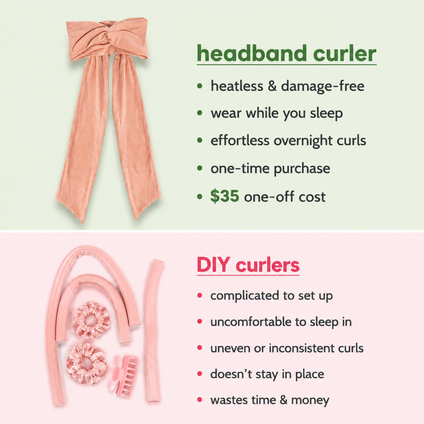 π Heatless Curling Headband β Satin Overnight Hair Curler for Frizz-Free, Long-Lasting Waves Without Heat Damage