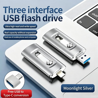2TB Large-Capacity 4-in-1 High-Speed USB Flash Drive, Universal for Phones & Computers, One-Click Photo Backup & Storage Expansion Gadget