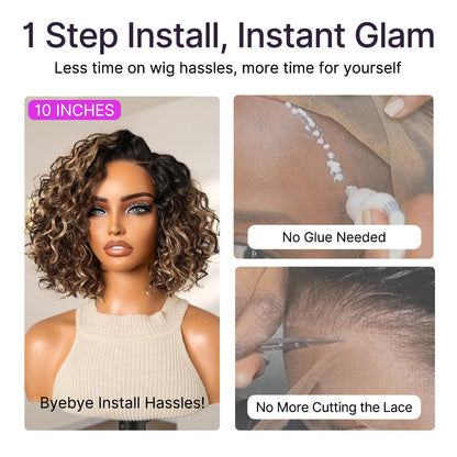 🔥 Last Hour: 79% OFF 🔥Ready-to-Wear Glueless Curly Bob Wig