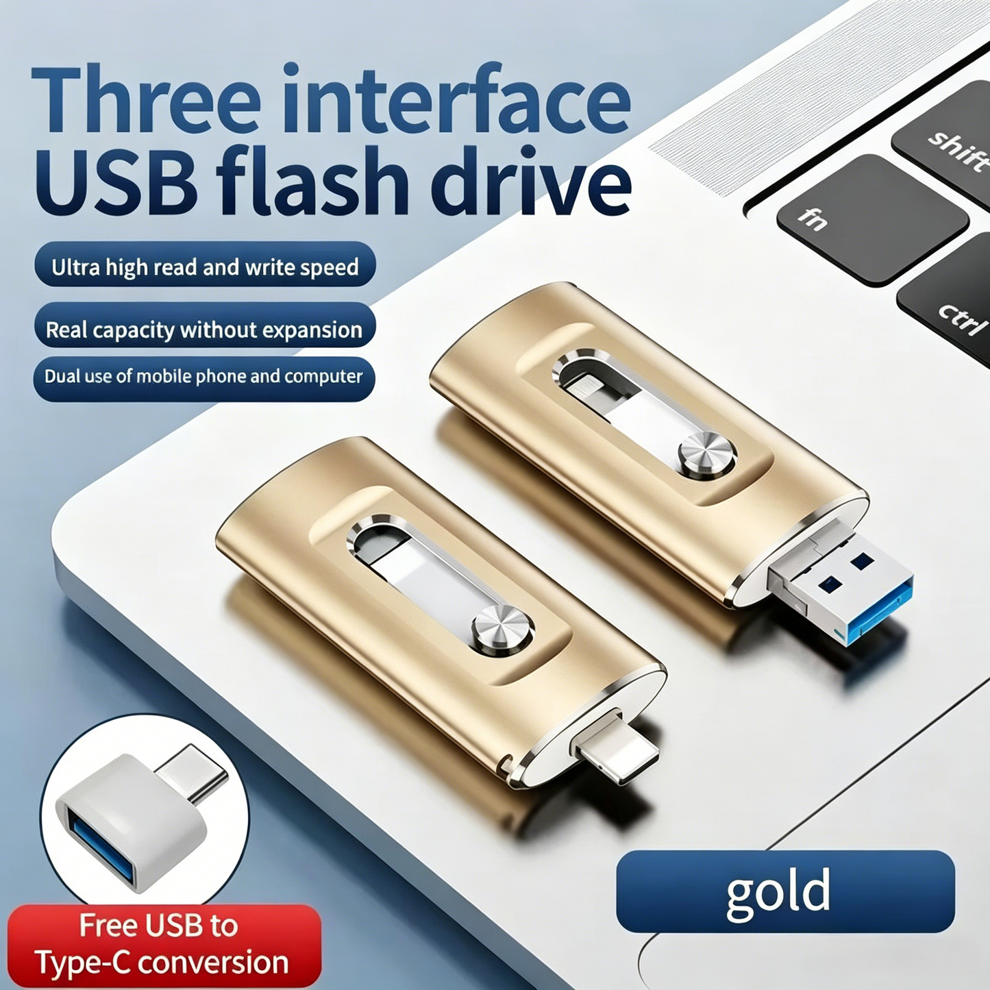 2TB Large-Capacity 4-in-1 High-Speed USB Flash Drive, Universal for Phones & Computers, One-Click Photo Backup & Storage Expansion Gadget