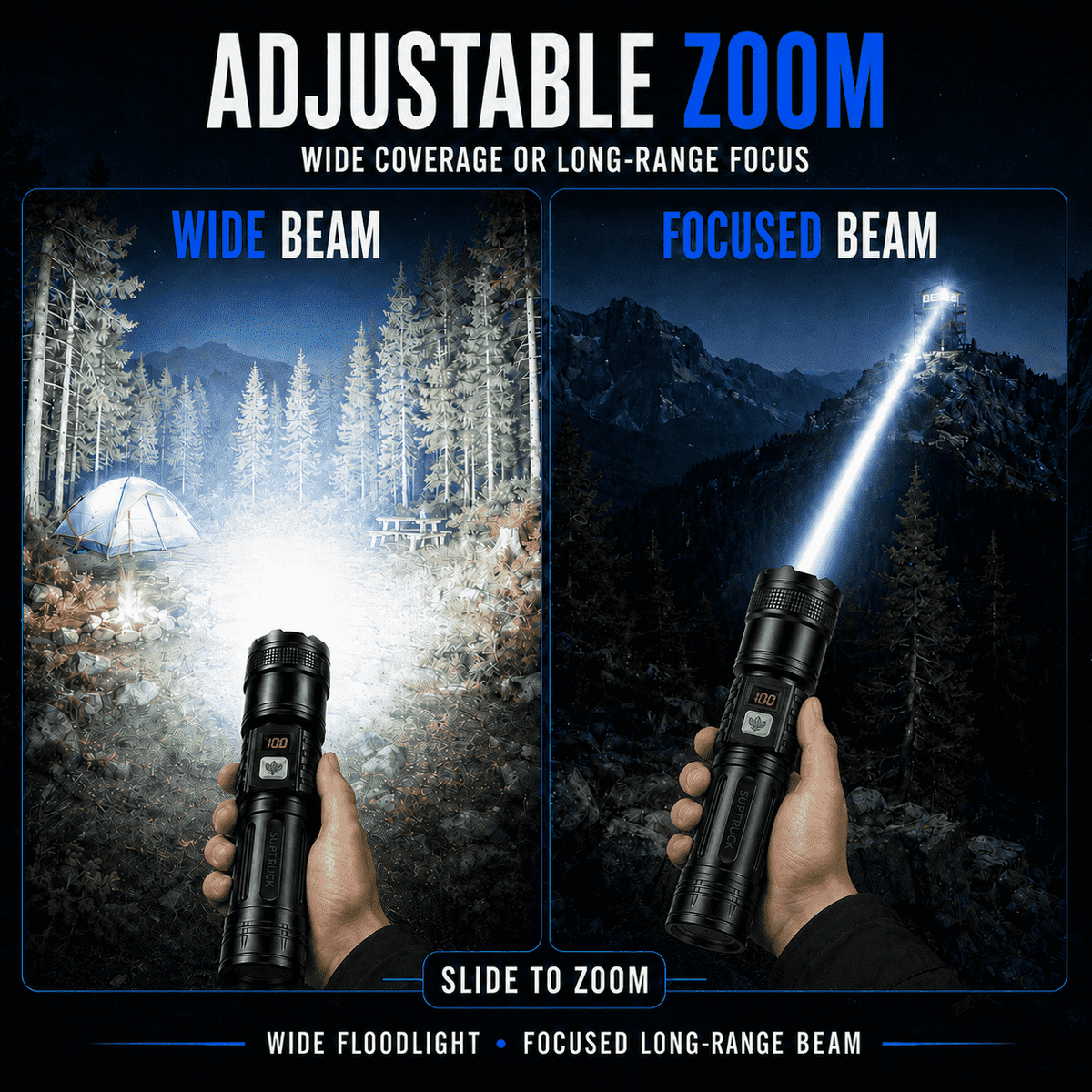 Ultra-Bright High-Power Rechargeable Flashlight — Zoom Beam, Fast Charging & Long Battery for Outdoor & Emergency Use