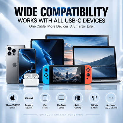 ⚡ 240W 2-in-1 USB-C Fast Charging Cable with Rotating Phone Stand🍀