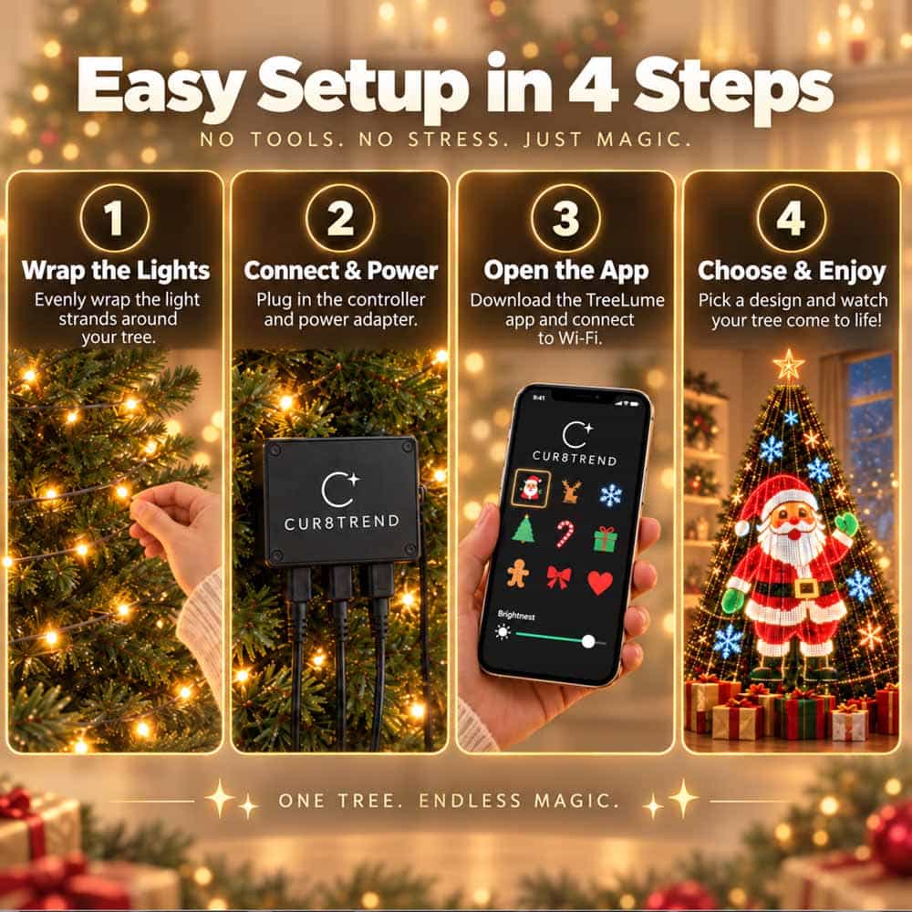 🎄Smart Animated Christmas Tree Lights — Make Your Christmas Tree Come Alive!