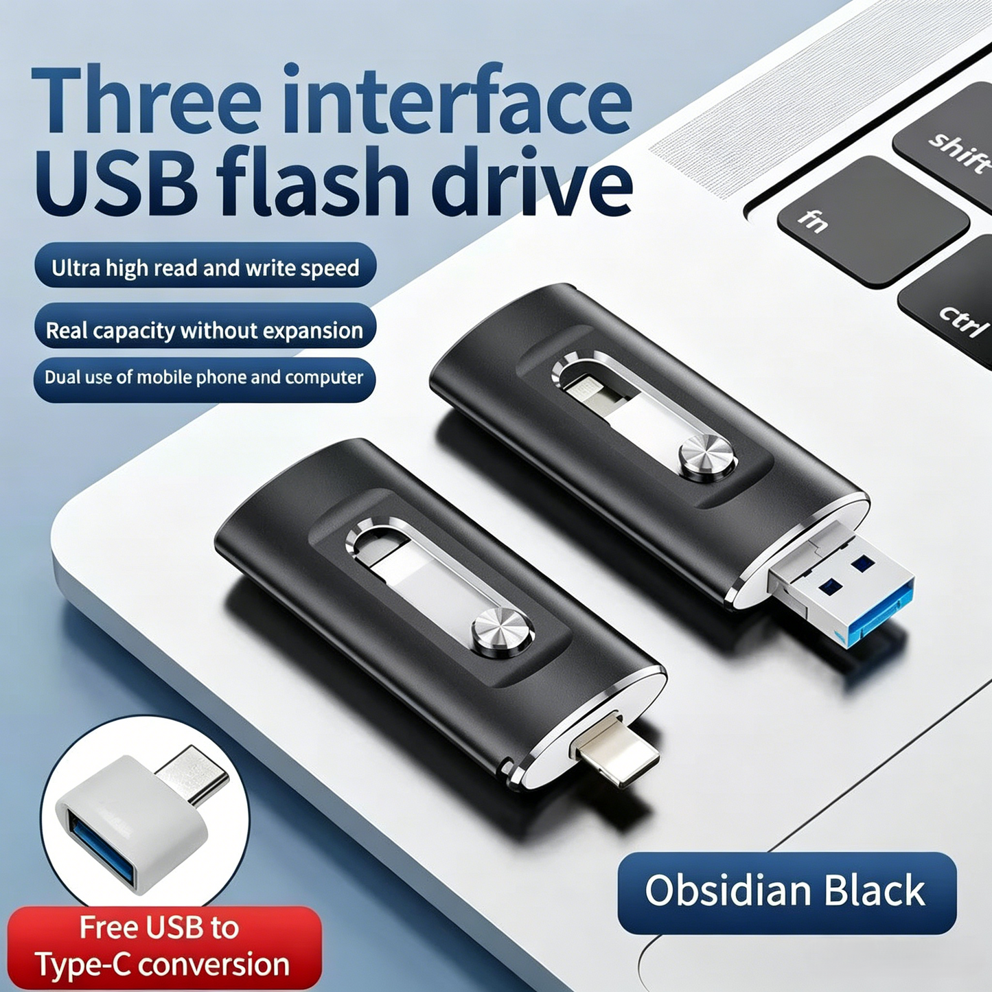 2TB Large-Capacity 4-in-1 High-Speed USB Flash Drive, Universal for Phones & Computers, One-Click Photo Backup & Storage Expansion Gadget
