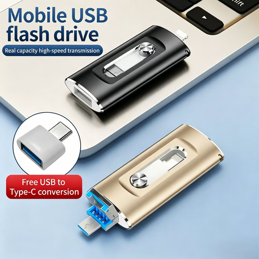 2TB Large-Capacity 4-in-1 High-Speed USB Flash Drive, Universal for Phones & Computers, One-Click Photo Backup & Storage Expansion Gadget