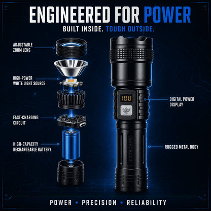Ultra-Bright High-Power Rechargeable Flashlight — Zoom Beam, Fast Charging & Long Battery for Outdoor & Emergency Use