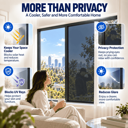 Window Privacy Film – One-Way Privacy, UV & Heat Protection🍇