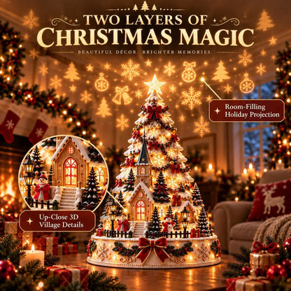 🎄 Magical Christmas Village Projection Centrepiece – 2 Festive Scenes🌼
