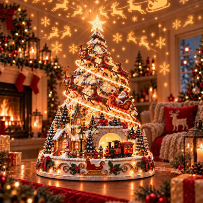 🎄 Magical Christmas Village Projection Centrepiece – 2 Festive Scenes🌼
