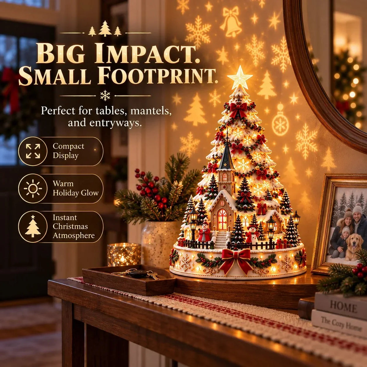🎄 Magical Christmas Village Projection Centrepiece – 2 Festive Scenes🌼