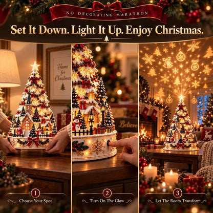 🎄 Magical Christmas Village Projection Centrepiece – 2 Festive Scenes🌼