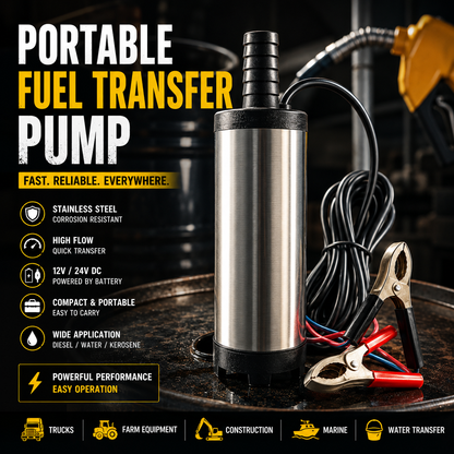 🔥Portable Submersible Pump, DC 12V, Ideal for Diesel, Kerosene & Water - Lightweight, Easy Install, 3m Wire, Coal Oil, Small Size