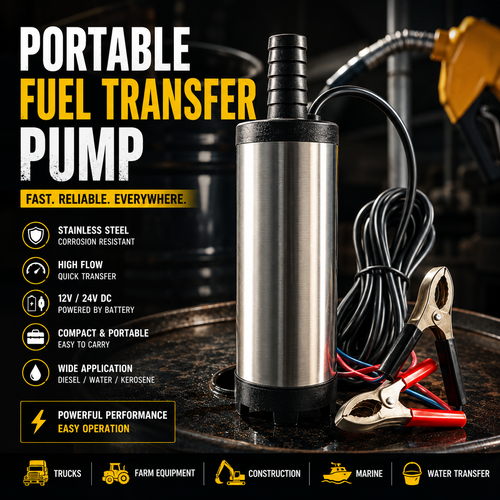 🔥Portable Submersible Pump, DC 12V, Ideal for Diesel, Kerosene & Water - Lightweight, Easy Install, 3m Wire, Coal Oil, Small Size