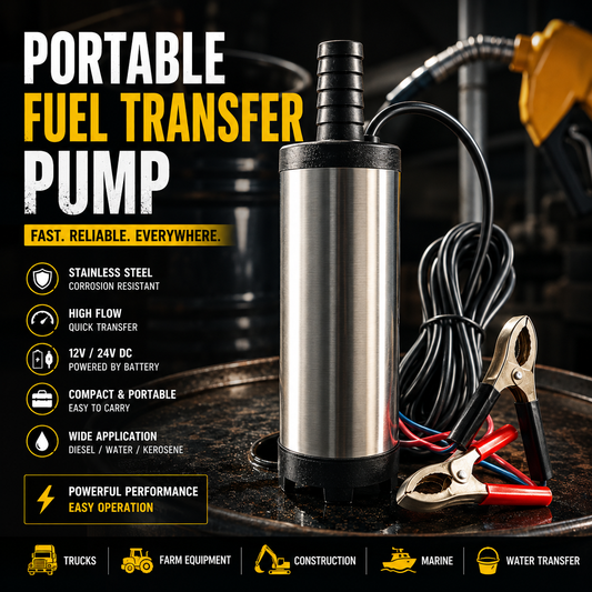 🔥Portable Submersible Pump, DC 12V, Ideal for Diesel, Kerosene & Water - Lightweight, Easy Install, 3m Wire, Coal Oil, Small Size