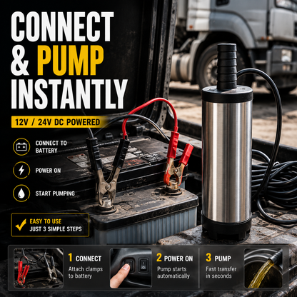 🔥Portable Submersible Pump, DC 12V, Ideal for Diesel, Kerosene & Water - Lightweight, Easy Install, 3m Wire, Coal Oil, Small Size