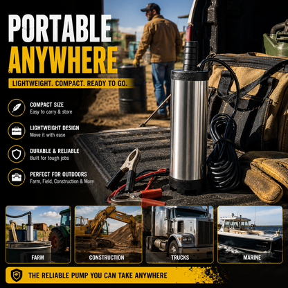 🔥Portable Submersible Pump, DC 12V, Ideal for Diesel, Kerosene & Water - Lightweight, Easy Install, 3m Wire, Coal Oil, Small Size