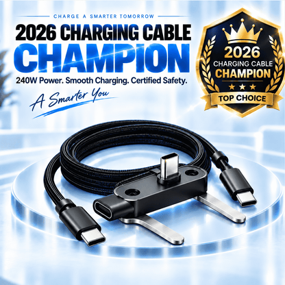 ⚡ 240W 2-in-1 USB-C Fast Charging Cable with Rotating Phone Stand🍀
