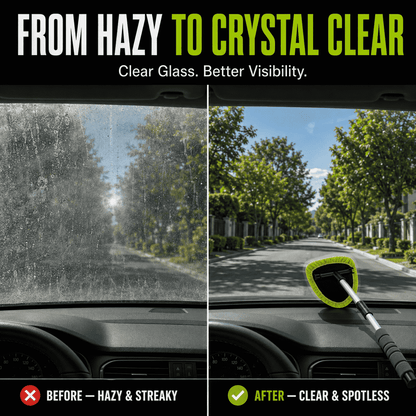 Car Windshield Cleaning Brush — Extendable Microfiber for 360° Window Cleaning