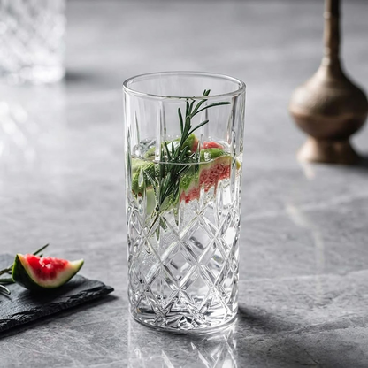 Navopalo 8-Piece Crystal Glassware Set: 4 Highball Glasses (325ml) and 4 Whiskey Glasses (325ml) - Premium Crystal Tumblers for Water, Juice, and Spirits