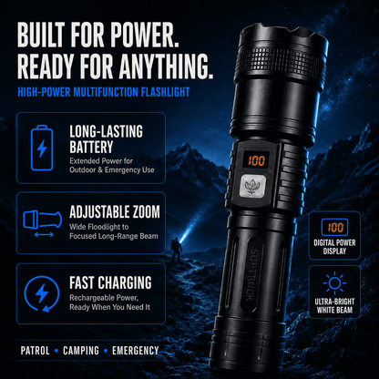 Ultra-Bright High-Power Rechargeable Flashlight — Zoom Beam, Fast Charging & Long Battery for Outdoor & Emergency Use