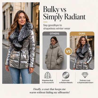 Women's Padded Jacket With Faux Fur Collar