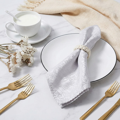 Navopalo Handmade Cotton Napkin Rings Set of 6 - Boho Farmhouse Style Napkin Holders, Rustic Woven Rope Table Rings for Wedding, Party, and Daily Dining Decor